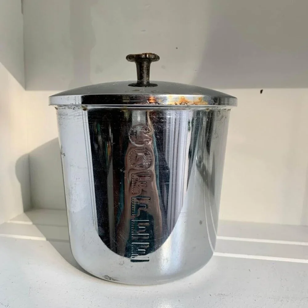 Vintage Everedy Chrome Coffee Canister With Lid
